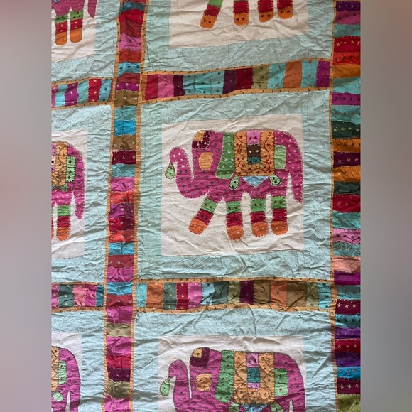 Handmade Colorful Elephant Patchwork Tapestry - Picture 2 of 5